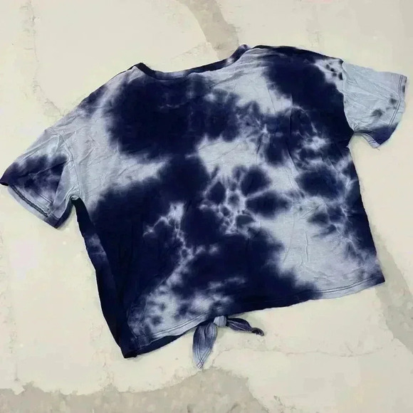 Caution To The Wind Blue White Tie Dye Tied Bottom Cropped T-Shirt Womens Medium - Picture 5 of 5